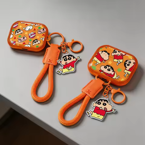 For Airpods 1 2 3 4 Pro Pro 2 Pro 3 Crayon Shin-chan Orange Photo Frame TPU Earphone Case Accessorie