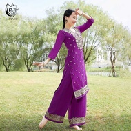 ♬ Yiman Exotic Indian Dance Style Female Daily Clothes Sari India Ethnic Costume Two-Piece Pants