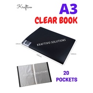 [ A3 CLEAR BOOK ] PP HARD COVER CLEAR BOOK (NON REFILLABLE / REFILLABLE) /A3 DISPLAY BOOK FOR FILLIN