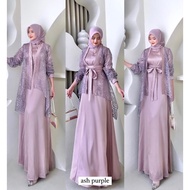 Fuji Dress One Set Inner Outer Kimono Free Belt | Gamis Eid 2025 Burgundy Latest Gamis Model Queenbe