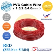 100% Pure Copper Cable Wire 1.5MM 2.5MM 4.0MM PVC Cable Wire Pure Copper SIRIM APPROVED & NON SIRIM