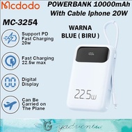 Mcdodo MC-325 Powerbank 10000mAh PB USB A + USB Type C Output Power Bank PD Fast Charging 20W With C