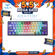AULA F3261 61 Keys Wired Mechanical Keyboard RGB Hot Swappable Compact Gaming Keyboards LED Backlit 