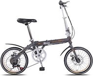 Fashionable Simplicity Folding Bike Single Speed Low Step-Through Steel Frame Foldable Compact Bicycle with Fenders and Comfort Saddle Urban Riding and Commuting 14 inch-Gray