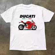 Xihai Zhandao Short Sleeve T-Shirt Motorcycle Print Loose milk fiber White Non-See-Through Half Slee