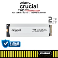 Crucial T705 with Limited Edition White Heatsink PCIe 5.0 NVMe M.2 SSD - 2TB  (5Yrs Crucial Warranty
