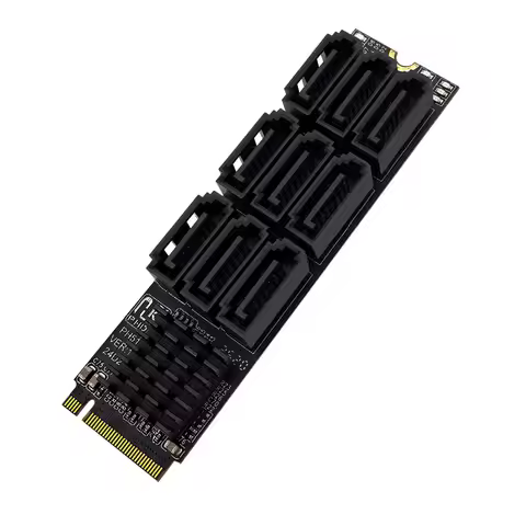 NEW M.2 NVME PCIE M-KEY to 9Port SATA3.0 Adapter Card Riser SATA III 6Gbps Chassis Server PC Compute