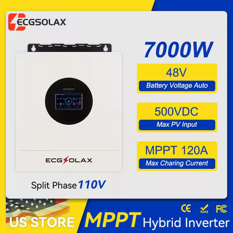 ECGSOLAX 7KW Hybrid Solar Inverter 48V 110V Single-Phase Hybrid Inverter With MPPT 120A Solar Charge