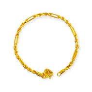 916 Gold Modern Chain Bracelet | Rantai Tangan Emas 916 | Trendy Bar and Rope Chain Bracelet