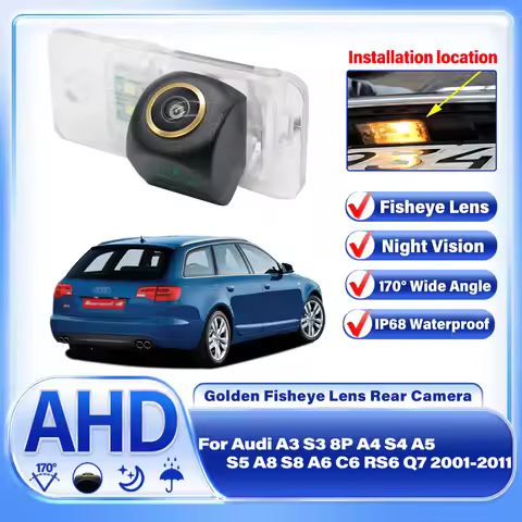 170 Degree AHD 1920x1080P Rear View Golden Fisheye lens Waterproof For Audi A3 S3 8P A4 S4 A5 S5 A8 
