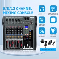 Audio Mixer 6 Channel Mini Audio Mixer DJ Mixing Console Family KTV Karaoke Mixer USB/BT Effects Int