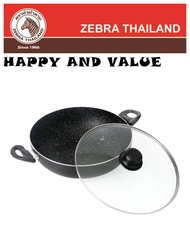 100% Original Thailand Zebra 32cm Century IH Non Stick Wok Pan With Glass Lid