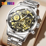 Skmei Jam Tangan Lelaki Original Business Luxury Men Watch Waterproof Quartz Watch Stainless Steel with box