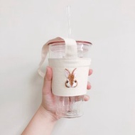 【小熊比比】棕兔寶刺繡布貼飲料提袋