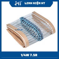 Resistor 1/4W 7.5R 1% copper pin bag of 50 - HT components
