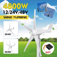 4800W 12/24/48V Wind Turbines Generator 3/5 Wind Blades Option with Waterproof Charge Controller for