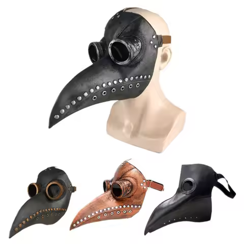 Plague Doctor Mask Halloween Black Rubber Doctor Mask Costume Steampunk Bird Beak Latex Mask for Kid