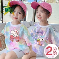 [2Pieces T-Shirts on Sales] 3-15 Years Old Girl Summer Clothing Baju Top, 2Pcs Baby Girl T-Shirts, K