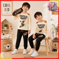 {2-8y}Baju Budak Lelaki Long Sleeves Set Jalan Budak hm Cotton Boy Kids Cream Black