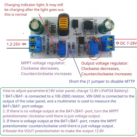 Li-ion Li-po LiFePO4 Battery Charger 2A 3.6-24V MPPT Solar Charge Controller Module SD29AJTC For 9V 