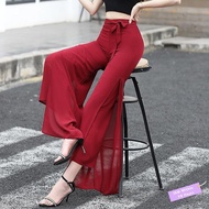 ✦Ready Stock✦ celana kulot wanita perempuan Middle-aged and elderly wide-leg pants women's summer high-waisted draped square dance mom pants loose thin large size culottes long