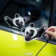 [Zaishang] Tutuart Car Sticker Cartoon Panda Hip Hop Gesture Fun Reflective Car Sticker Window Glass Creative Sticker