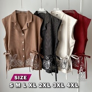 NOLAVES Embroidered Striped Vest Women'S Sleeveless Belt Model Size S M L XL XXL XXXL XXXXL 2XL 3XL 