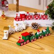 Wooden Christmas Train Figure Mini Snowman Train Model Set Xmas Tabletop Ornaments