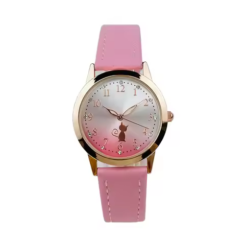 UTHAI Kids Watch Girl Cute Cat Waterproof Women Watches Clock Korean Version Middle School Female St