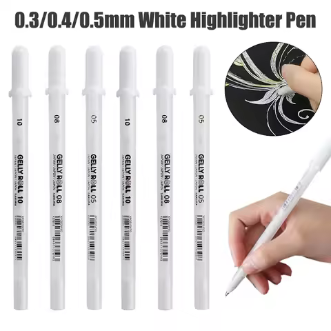 0.3/0.4/0.5mm White Gel Pen High Light Marke Pen Black Cardboard Art Painting Pen White Line Pens Sm