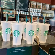 【cynt】 Reusable Starbucks Color Changing Cold Cups Plastic Tumbler with Lid Reusable Plastic Cup 24 oz Summer Collection