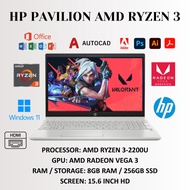 LAPTOP GAMING HP PAVILION 15 AMD RYZEN 3-2200U RADEON VEGA 3 GRAPHICS - 8GB RAM - 256GB SSD - WINDOW
