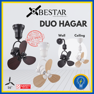 (Yeoka Lights and Bath) BESTAR Duo Hagar 16inch 3-blades DC Corner Ceiling Fan / Wall Fan with Remote Control