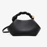 GANNI Braided Handle Messenger Bag Women Hexagonal Genuine Leather Texture One-Shoulder Handbag