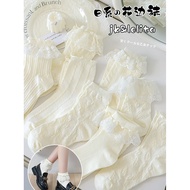 Socks Women Mid-tube Socks Cute Lace Socks Spring Summer Lolita Thin White Lolita Bow Socks