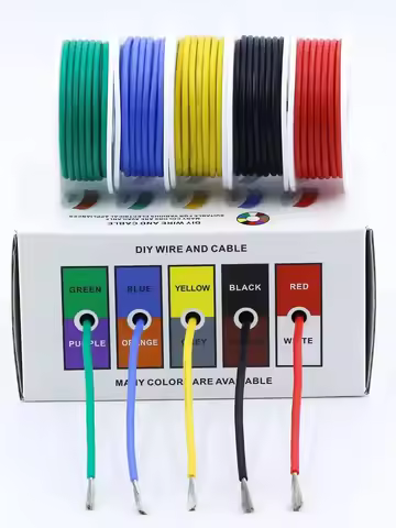 22AWG Wire Flex Silicone 22 Gauge Stranded Tinned Copper Wire, OD: 1.7mm, 5 Colors 16.4ft/5m, Electr