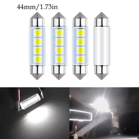 4pcs 44MM 1.76 In Car Rigid Loop Festoon Led Bulb Extremely Bright 211-2 212-2 561 578 RL4410 Interi