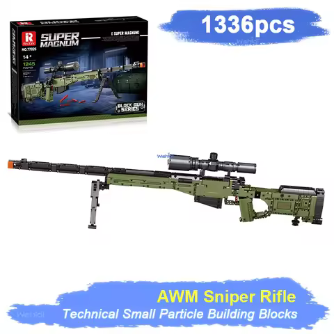 77026 Magnum AWM Sniper Rifle Model 1336Pcs Military Weapons Series DIY Toys Building Blocks Boy Chr