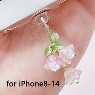 1/5Pcs For Phone/Type-C Phone Dust Plug Cute Pink Flowers Rainbow Phone Interface Dust Plug DIY Acce