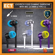 Logitech G333 Gaming Earphone with Mic (3.5mm & Type-C) - (Black, White, Purple)