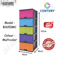 JFH Century 5 Tier Plastic Drawer / Cabinet / Storage Cabinet Multi Color B1650MC