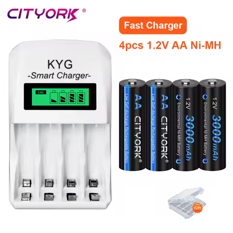 CITYORK 1.2V AA Rechargeable Batteries LR06 AA Cell 3000mAh Ni-MH AA Rechargeble Battery With Batter