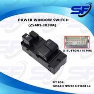 NISSAN NV200 HR16DE L4 POWER WINDOW SWITCH MAIN (16 PIN/ 6 BUTTON) 25401-JX30A
