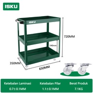 ISKU Troli Bengkel 3 Susun Rak Perkakas Tool Cart Heavy Duty Service Cart Rak Penyimpanan Barang Mob