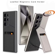 AKA - CASE SAMSUNG S24 ULTRA | S23 ULTRA LUXURY LEATHER CARD HOLDER MAGNETIC KICKSTAND CASING ROTOR 