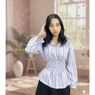 KEMEJA Baddie Shirt | Women's Striped Fitted Blouse Shirt