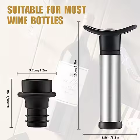 NEW Advanced Wine Stoppers Stainless Steel Manual Vacuum Pump Wine Saver Reusable Wine Bottle Stoppe