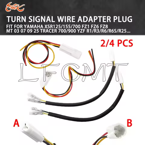 OEM Turn Signal Cables Wire Adapter Connector Harness Plug Fit for YAMAHA XSR 125 155 FZ1 FZ6 FZ8 MT