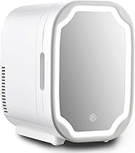 Fashionable Simplicity 8 Liter Beauty Portable Personal Mini Fridge Makeup Mirror Fridge LED Light AC/DC Compact Cooler for Bedroom Car Great for Skincare &amp; Cosmetics Pink (Color : White)