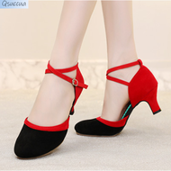 Latin dance shoes Women's adult dance shoes Middle heel square dance shoes Suede social dance shoes Soft soled dance shoes